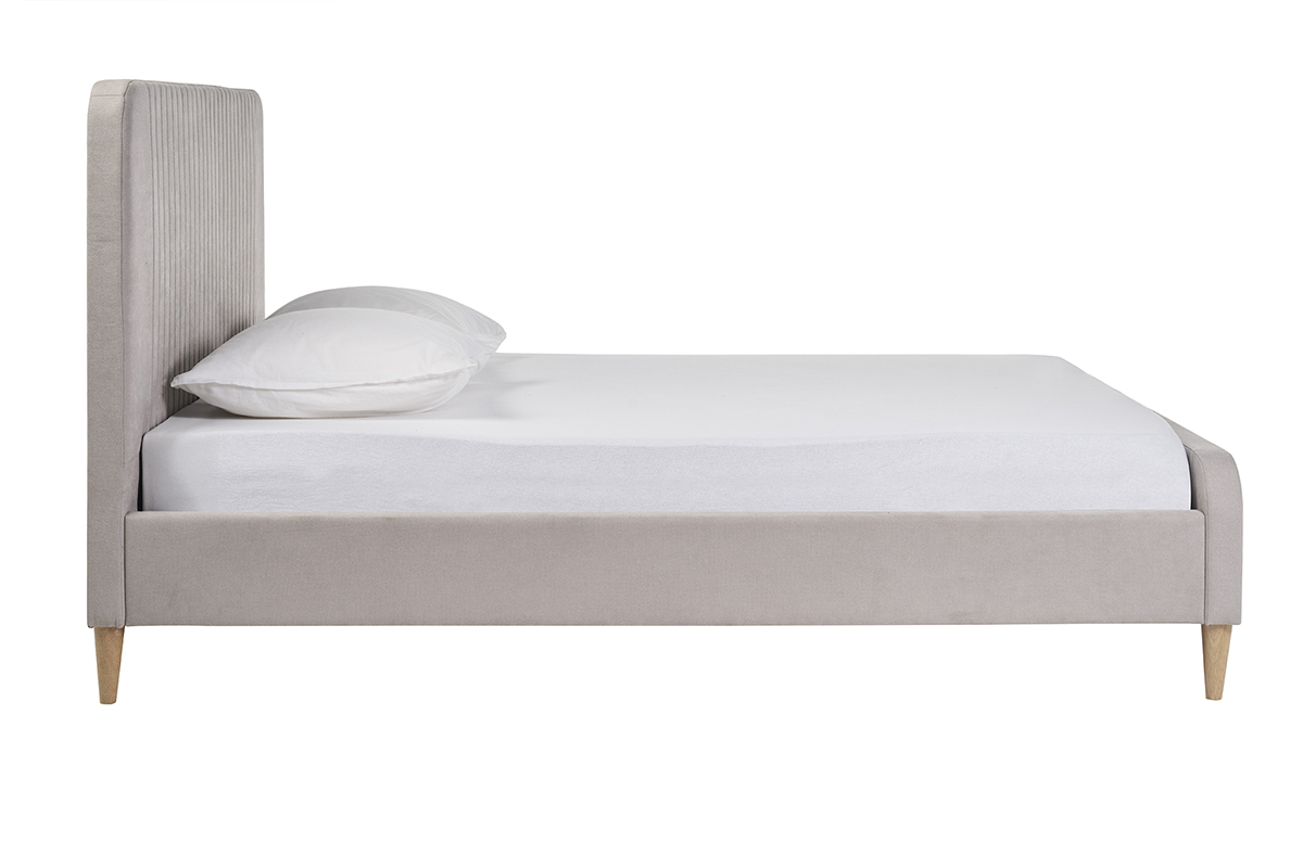 Doppelbett 160x200 in Taupe-Stoff LINDSAY