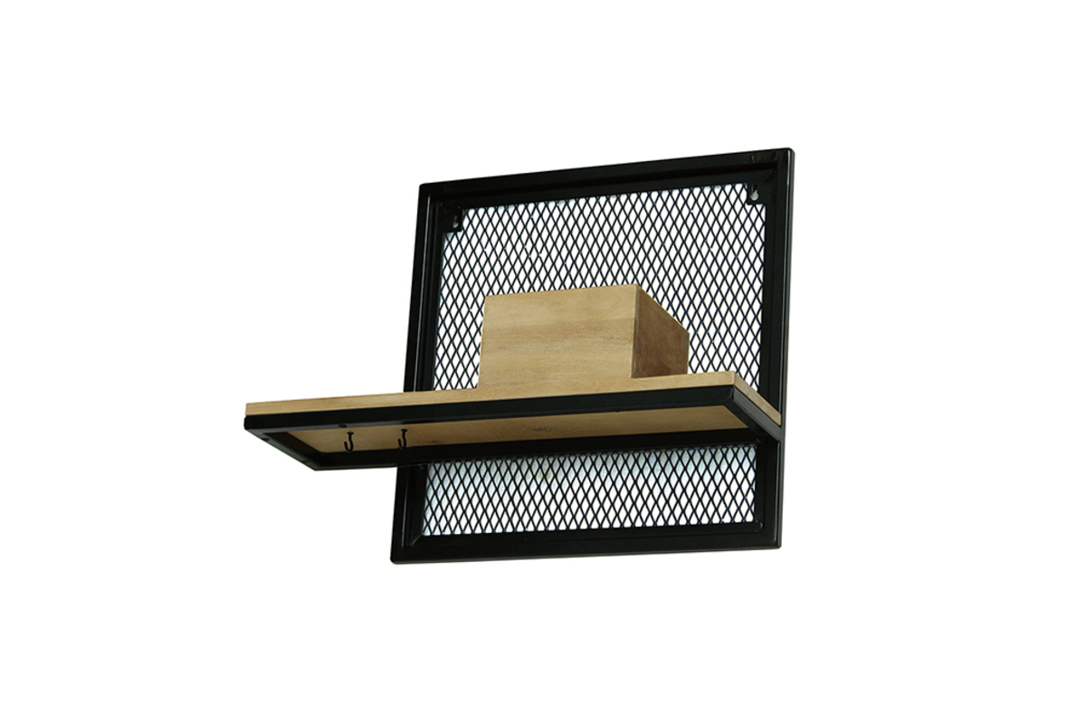 Doppelwandregal aus Metall und Mangoholz 50cm RACK