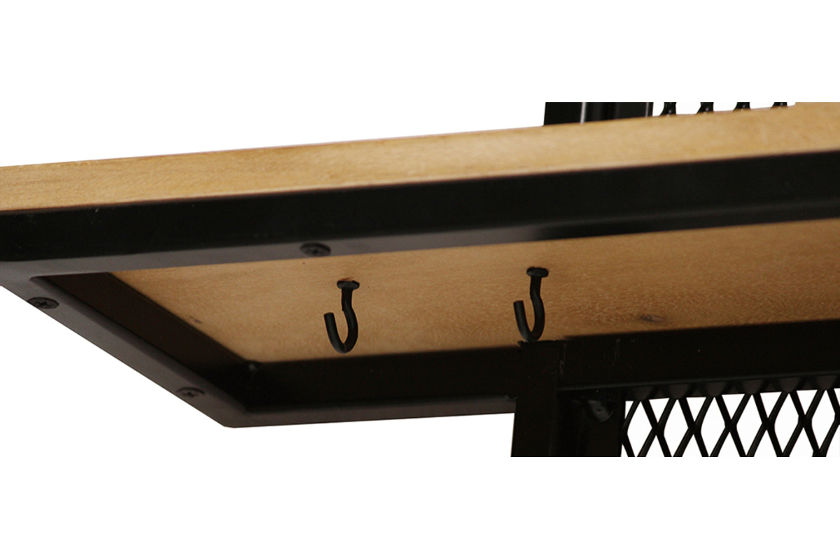 Doppelwandregal aus Metall und Mangoholz 50cm RACK