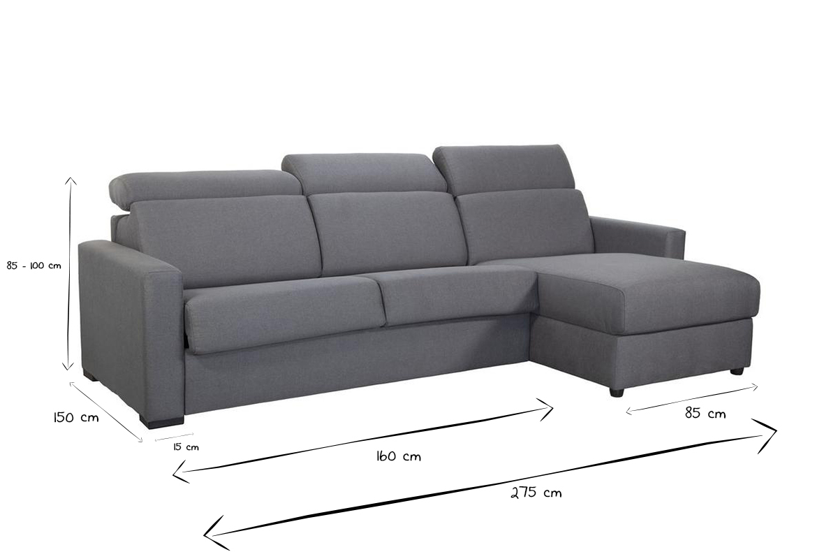 Dreh- und Schlafsofa mit grauem Kasten NORO