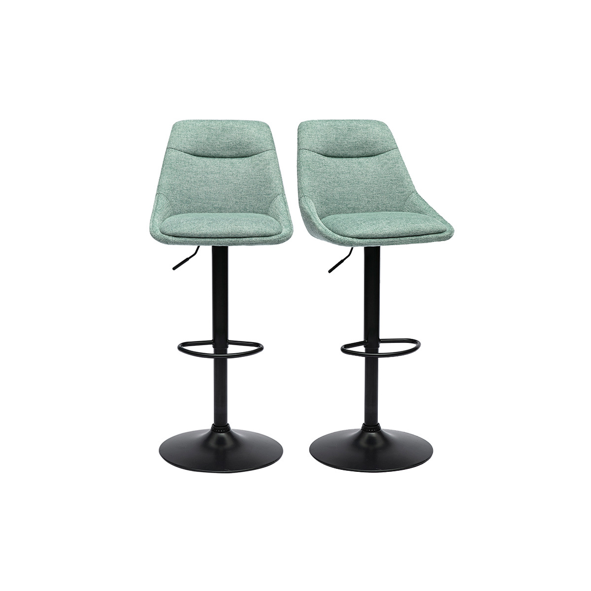Miliboo Drehbare Barhocker 360° in texturiertem Céladon-Samt-Stoff und Metall (2er-Set) ALESS