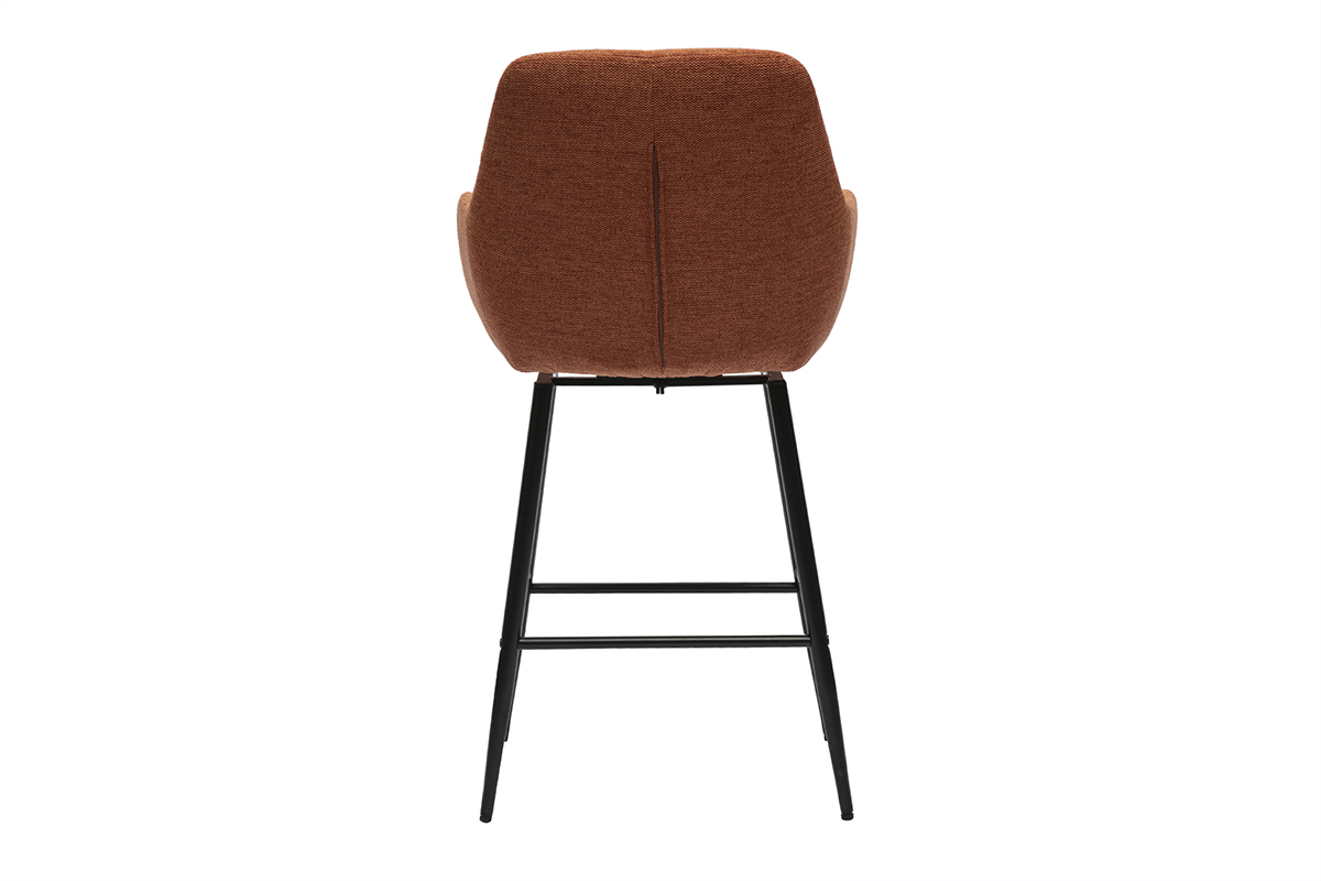 ALESS Hocker Rckansicht, verbrannter Erde Stoff, schwarze Metallbeine.