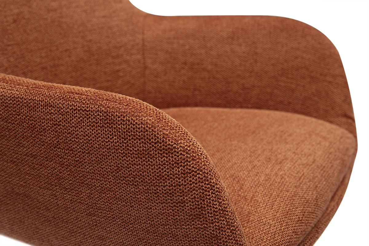 Nahaufnahme des texturierten Samtstoffes in gebrannter Erde eines ALESS Hockers.