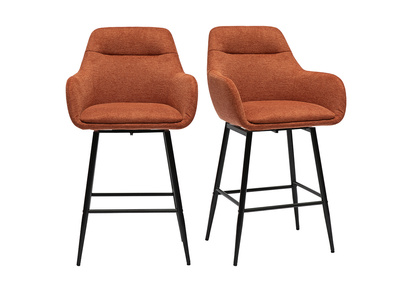 Drehbare Barhocker 360° in strukturiertem Samt-Effekt Brandfarben und Metall H65.5 cm (2er-Set) ALESS