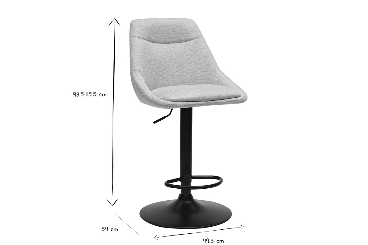 Drehbare Barhocker aus Stoff in Samtoptik Beige und Metall, h�henverstellbar 360� (2er-Set) ALESS