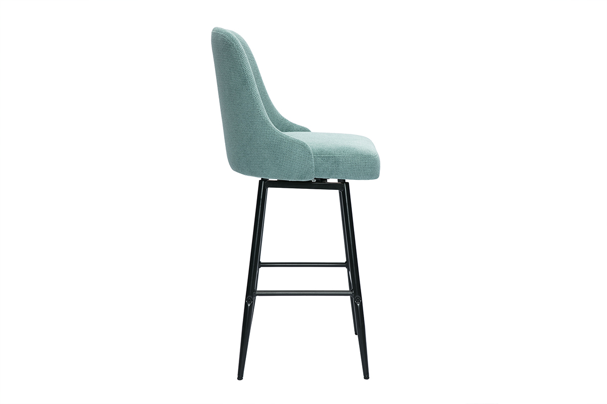 Drehbare Barhocker aus texturiertem Samt-Effekt-Stoff in Celadon-Grn und Metall H66 cm (2er-Set) HASTA
