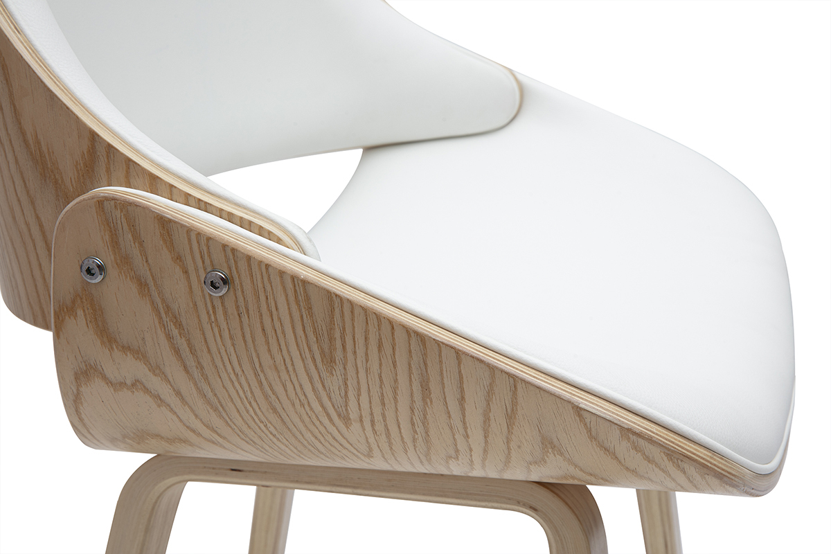 Drehbare Design-Barhocker in Wei und hellem Holz H70 cm (2er-Set) CLASH