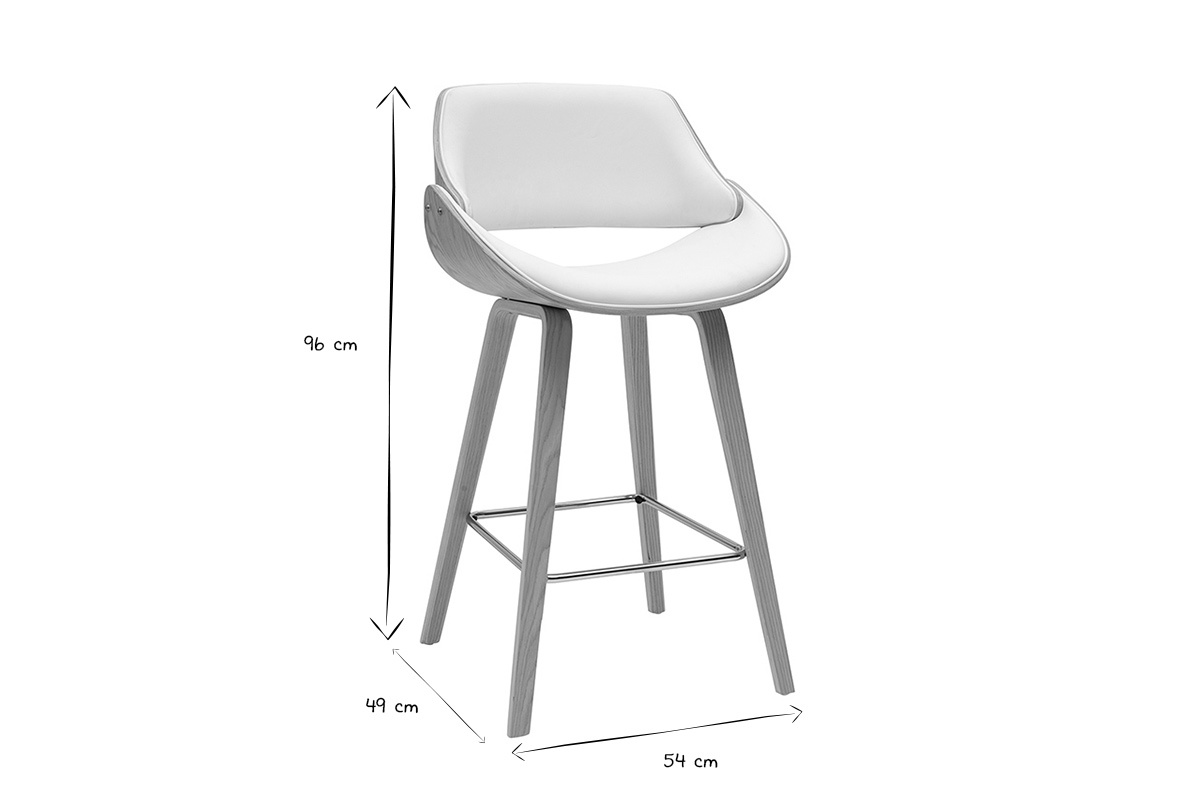 Drehbare Design-Barhocker in Wei und hellem Holz H70 cm (2er-Set) CLASH