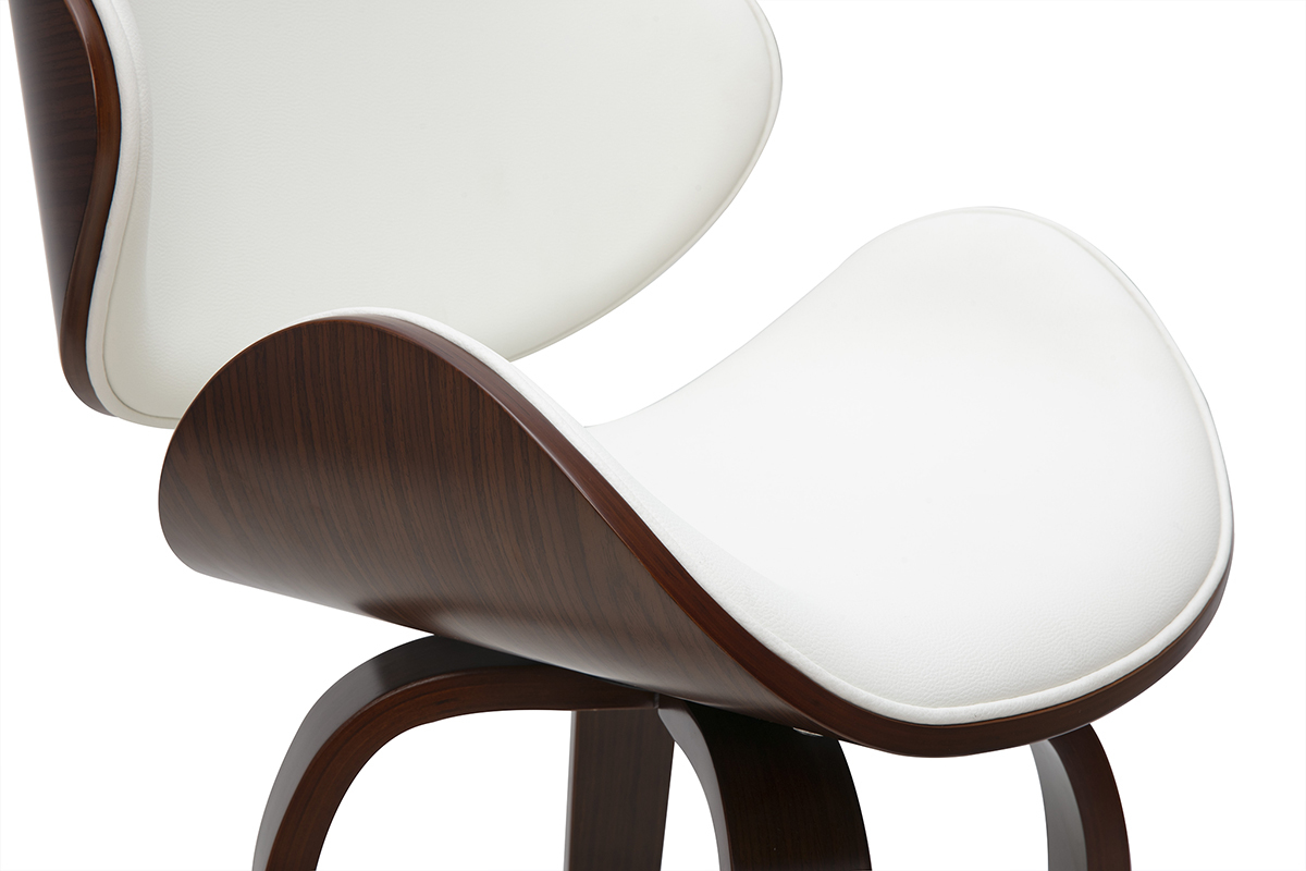 Drehbarer Barhocker wei und dunkles Holz 65 cm WALNUT