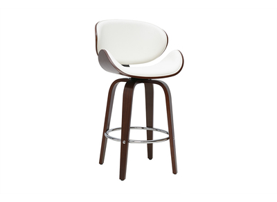 Drehbarer Barhocker weiß und dunkles Holz 65 cm WALNUT