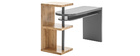 Drehbarer Design-Schreibtisch mit Ablagen grau und Holz SWIPE