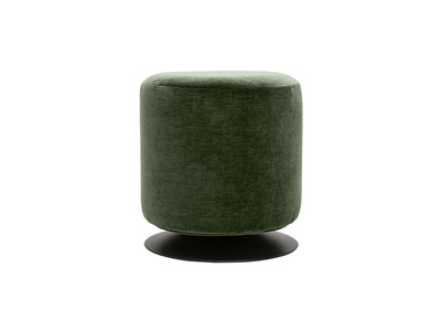 Drehbarer runder Pouf aus gr&uuml;n-khaki Samtoptik-Stoff und Metall D39.5 cm VOLNAY