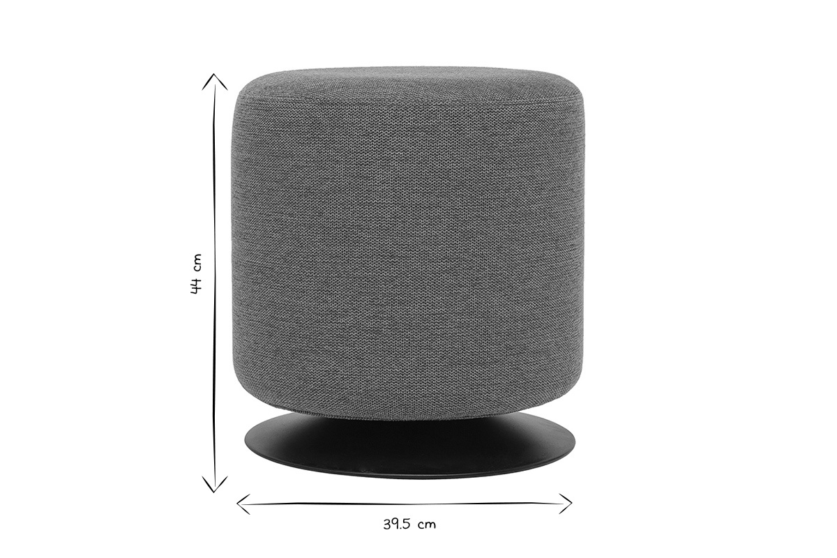 Abmessungen des drehbaren runden Poufs: D39,5 cm, H44 cm in Schwarz und Wei�