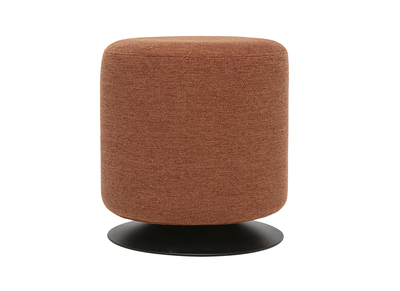 Drehbarer runder Pouf aus stoff in texturierter Samtoptik erdrot und Metall D39.5 cm VOLNAY