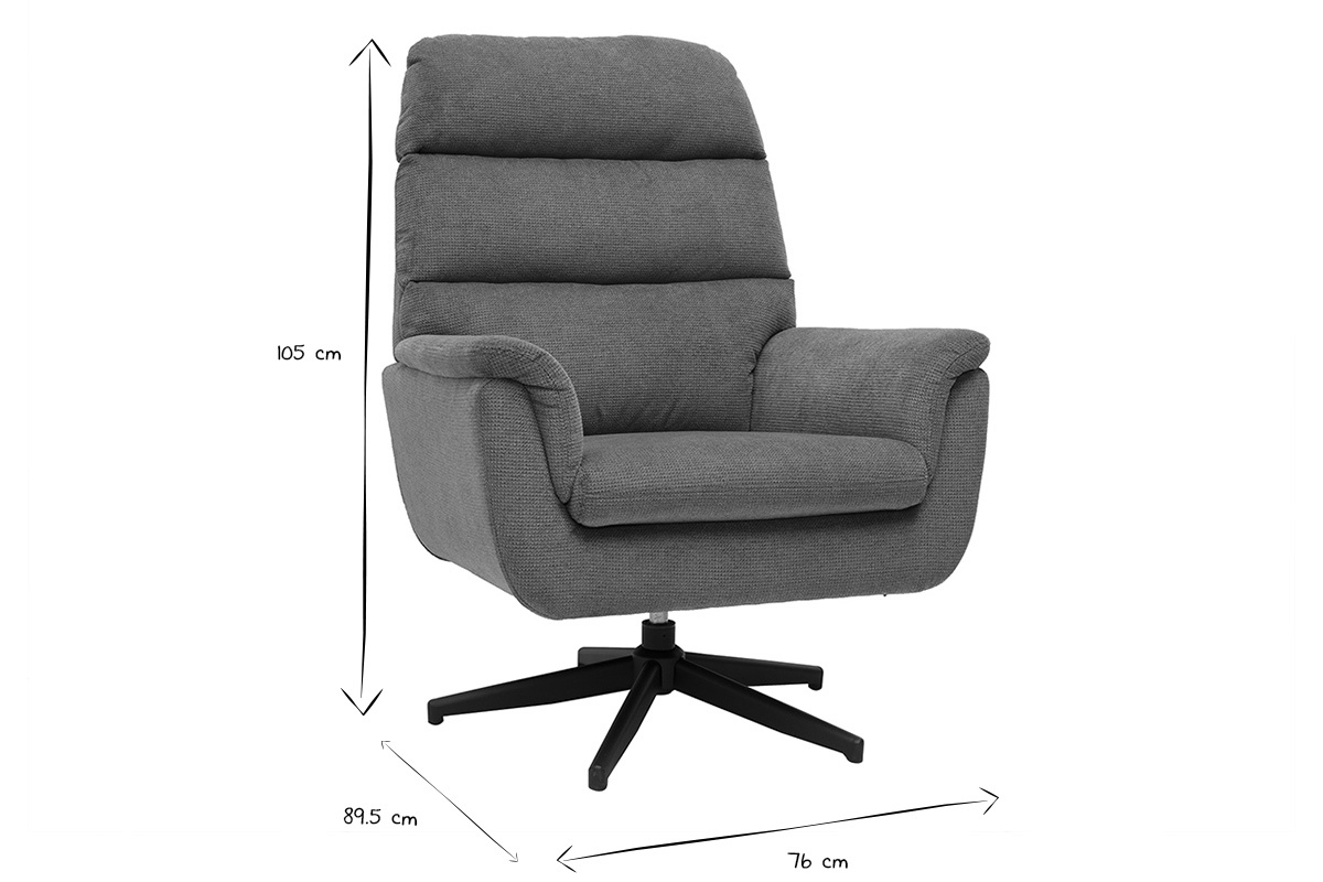 Abmessungen des JONAH Sessels in Schwarz und Wei�: 105 cm H�he, 89,5 cm Tiefe, 76 cm Breite.