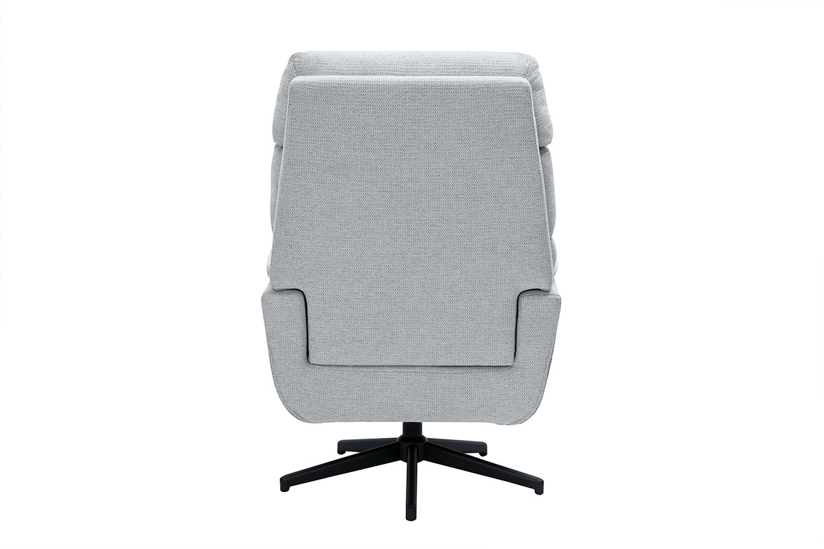 Drehsessel aus Chenille-Stoff in Grau und Metall in Schwarz JONAH