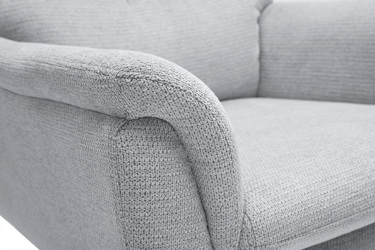 Drehsessel aus Chenille-Stoff in Grau und Metall in Schwarz JONAH