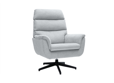 Drehsessel aus Chenille-Stoff in Grau und Metall in Schwarz JONAH
