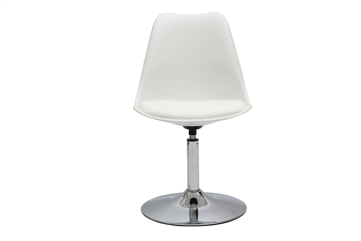 Drehsessel in weiem Design und Chromstahl STEEVY V2