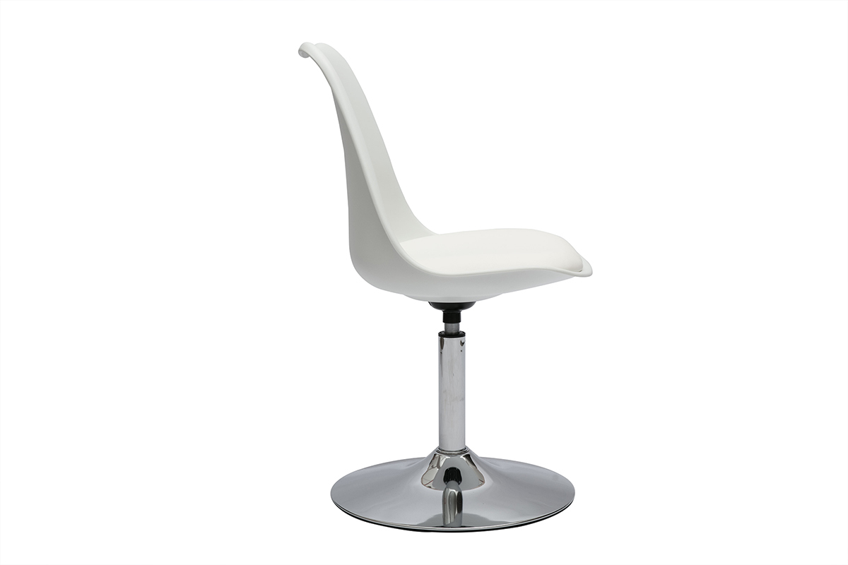 Drehsessel in weiem Design und Chromstahl STEEVY V2