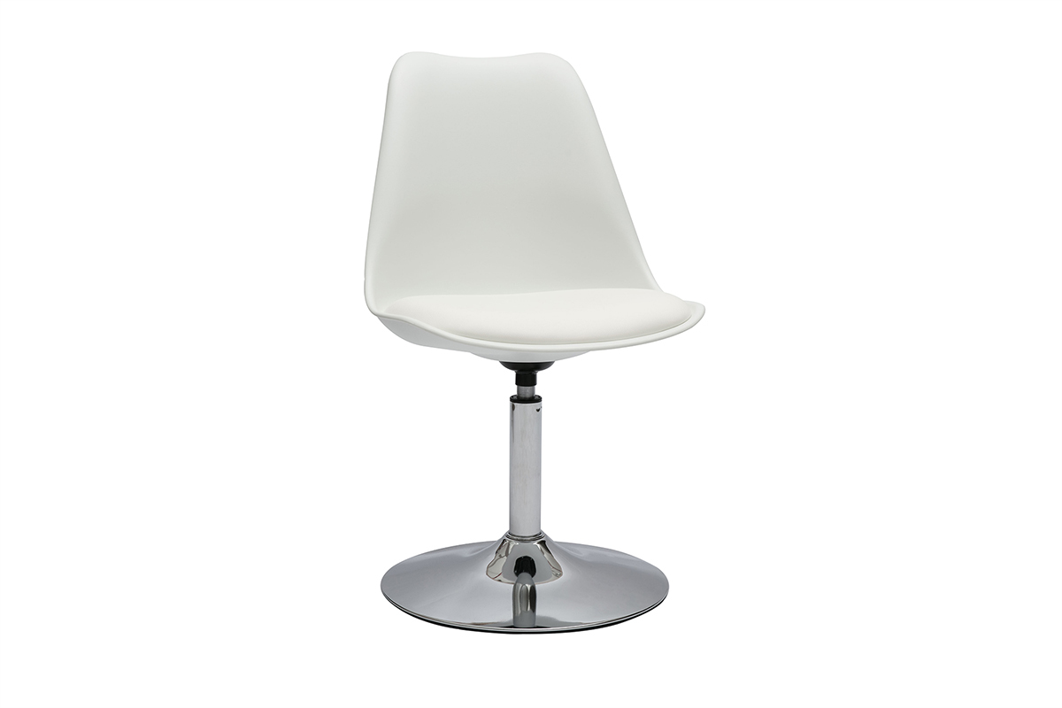 Drehsessel in weiem Design und Chromstahl STEEVY V2