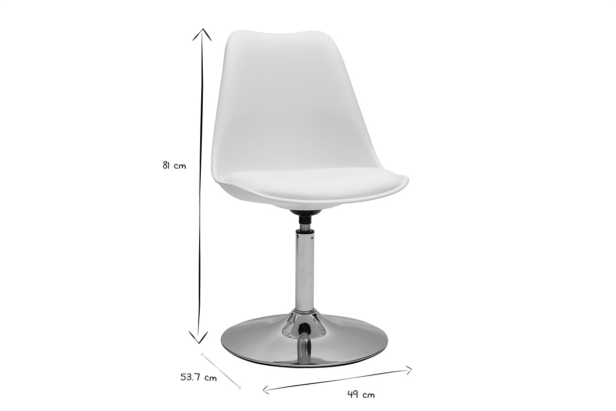 Drehsessel in weiem Design und Chromstahl STEEVY V2