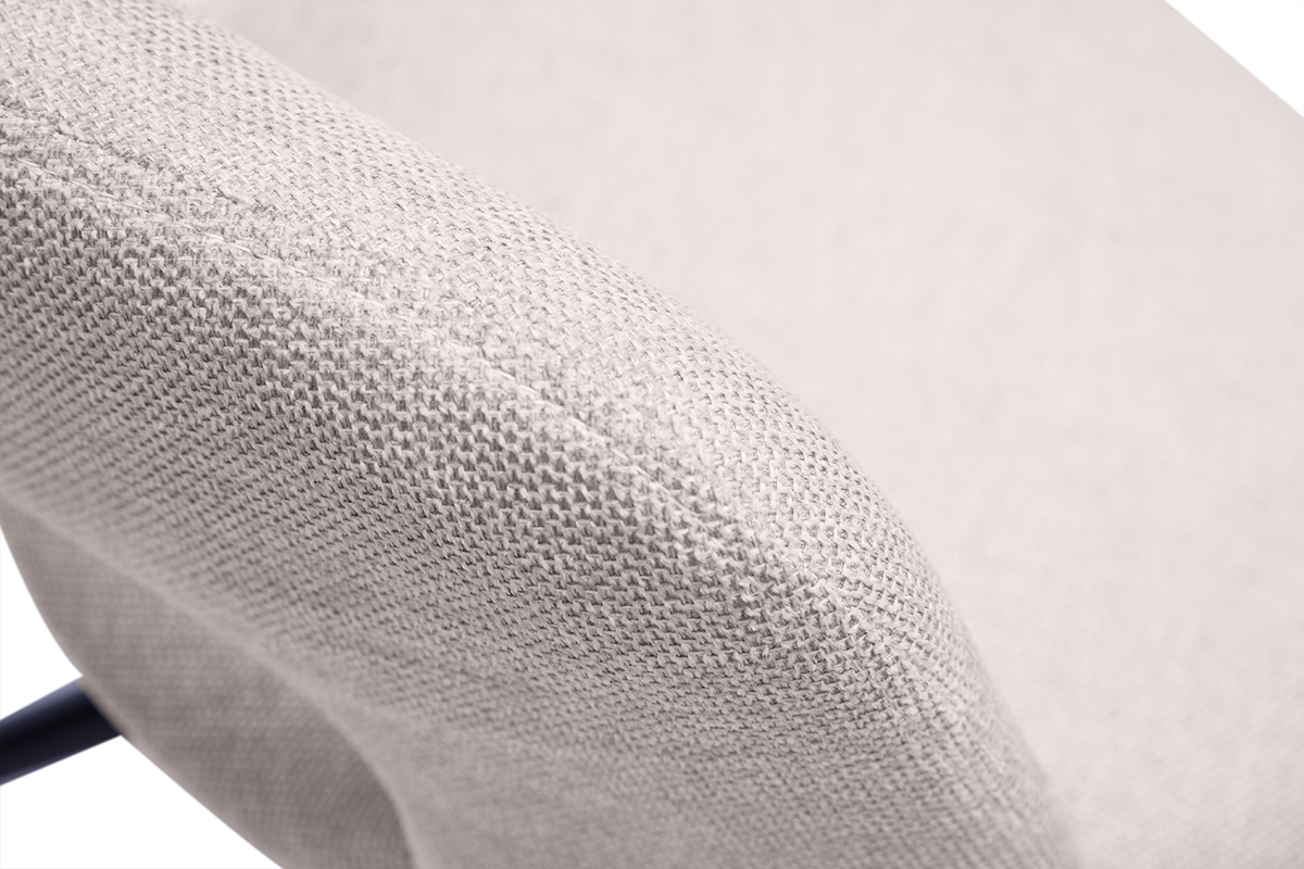 Drehstuhl 360� aus beigem strukturiertem Samteffektstoff und schwarzem Metall JESSY