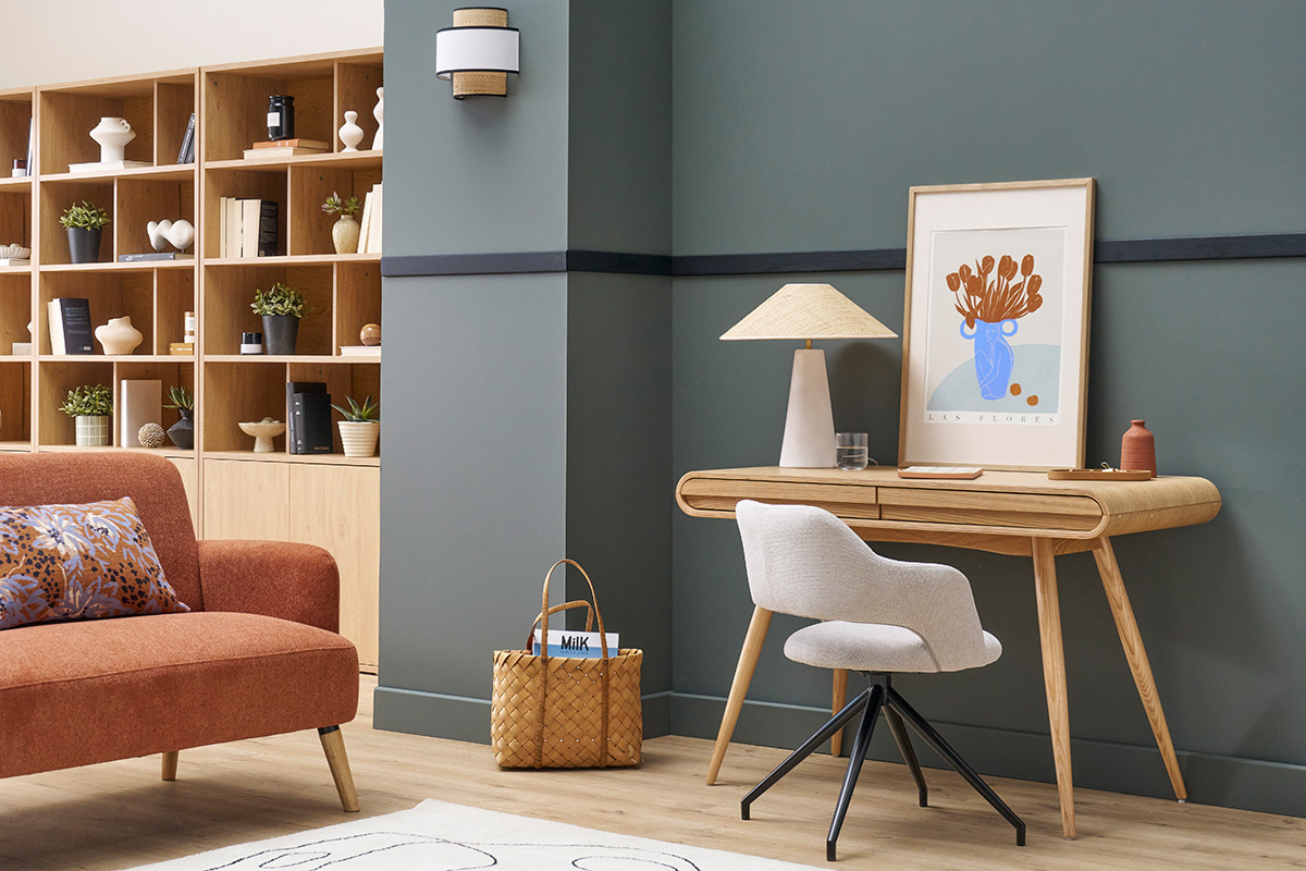 Drehstuhl 360� aus beigem strukturiertem Samteffektstoff und schwarzem Metall JESSY