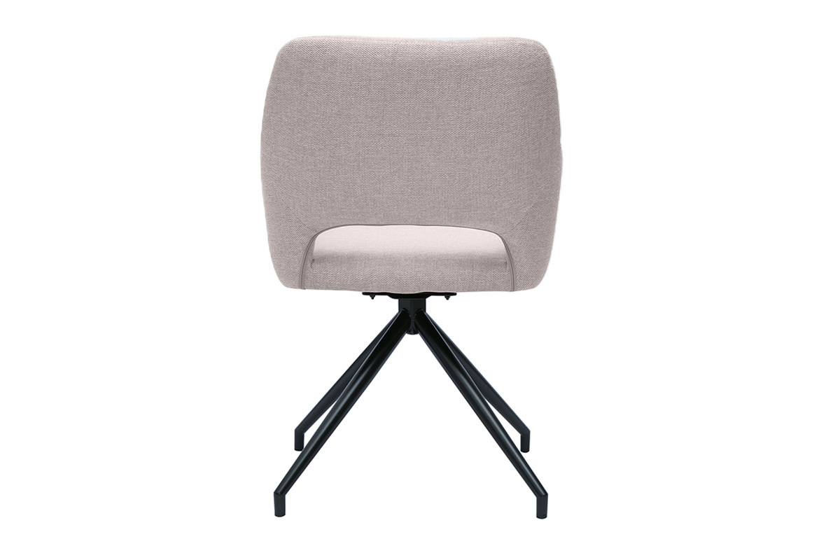 Drehstuhl 360� aus beigem Textur-Veloursstoff und schwarzem Metall LAURETTE