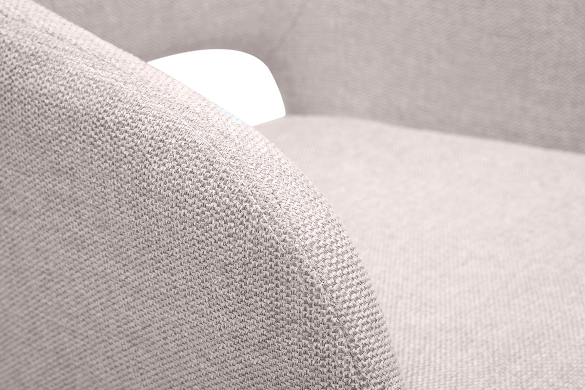 Drehstuhl 360� aus beigem Textur-Veloursstoff und schwarzem Metall LAURETTE