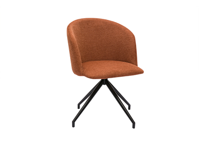 Drehstuhl im Design 360° aus strukturiertem Samteffektstoff in verbranntem Erdbraun und schwarzem Metall VANITY