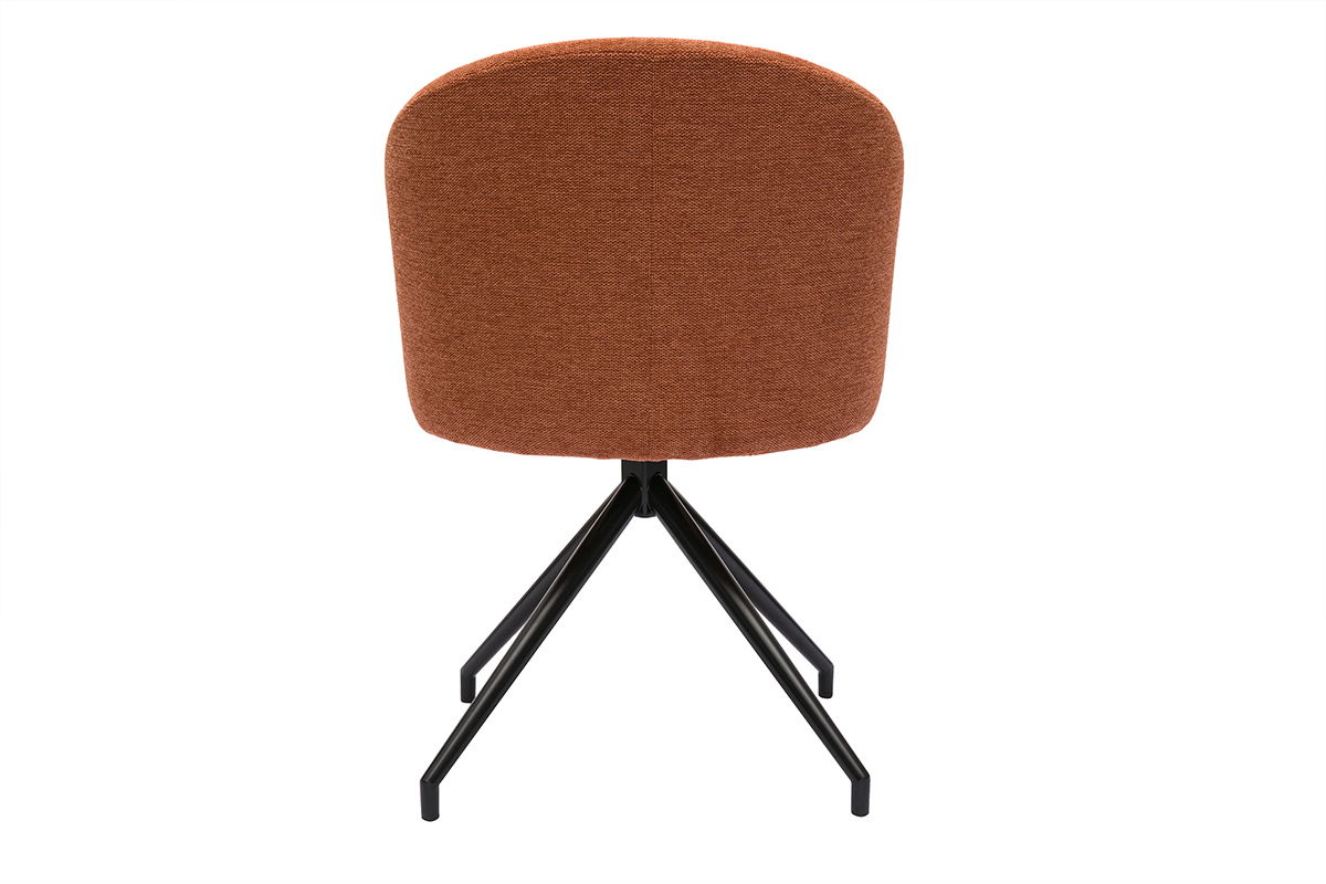 Drehstuhl im Design 360� aus strukturiertem Samteffektstoff in verbranntem Erdbraun und schwarzem Metall VANITY