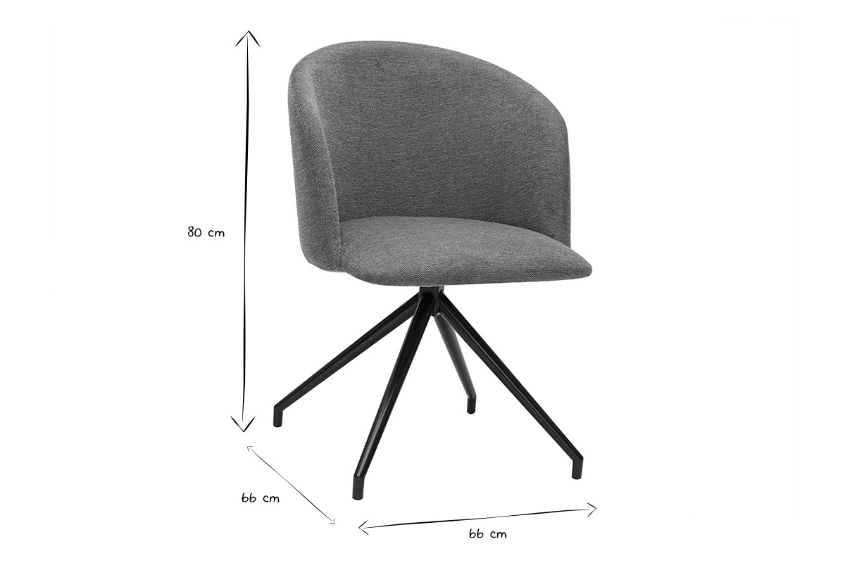 Drehstuhl im Design 360� aus strukturiertem Samteffektstoff in verbranntem Erdbraun und schwarzem Metall VANITY