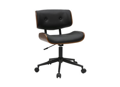 Drehstuhl in Schwarz und Dunkelholz BASILE