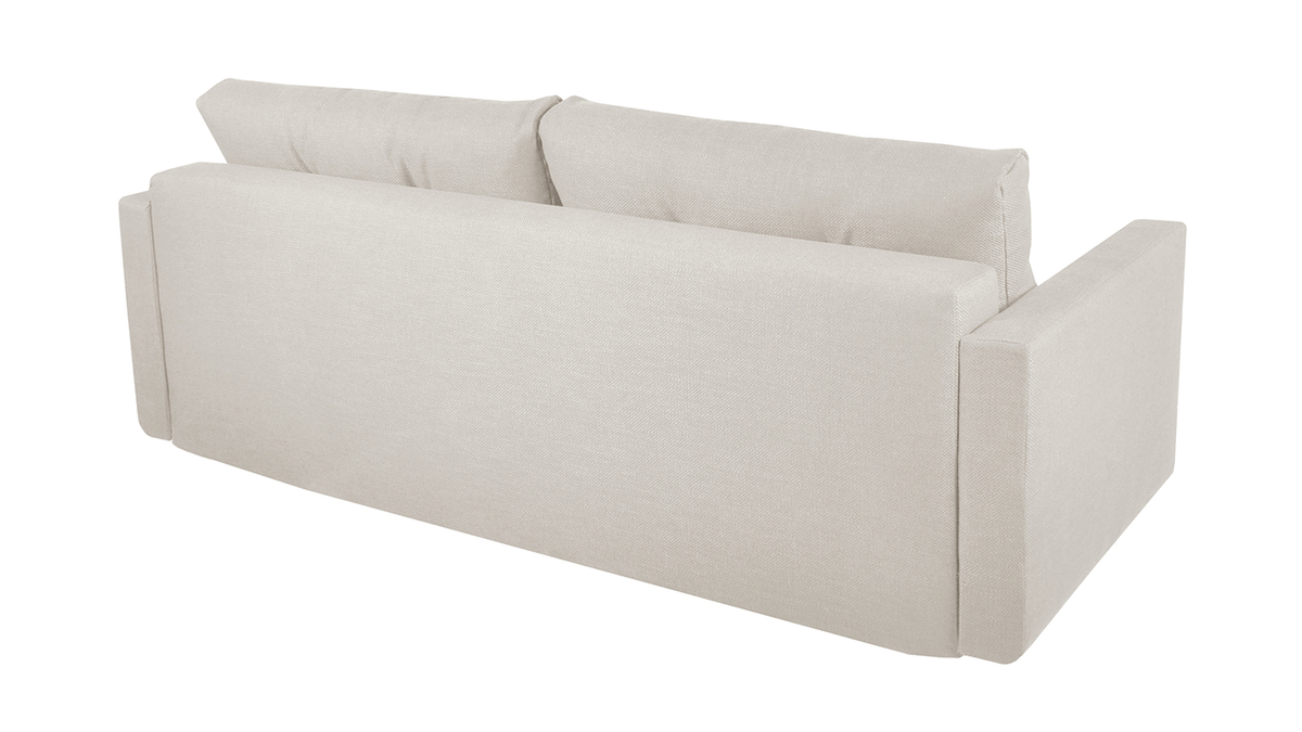 Dreisitzer-Bettcouch skandinavisch mit Bettkasten beige MIRA