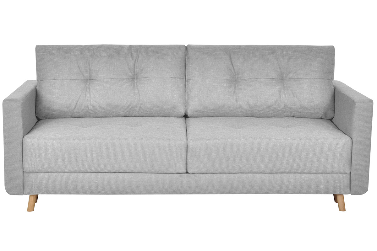 Dreisitzer-Bettcouch skandinavisch mit Bettkasten grau MIRA