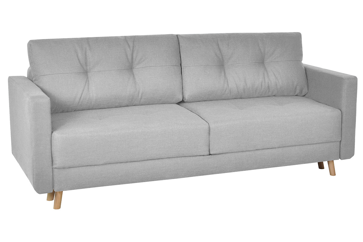 Dreisitzer-Bettcouch skandinavisch mit Bettkasten grau MIRA