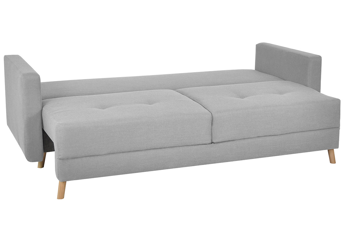 Dreisitzer-Bettcouch skandinavisch mit Bettkasten grau MIRA