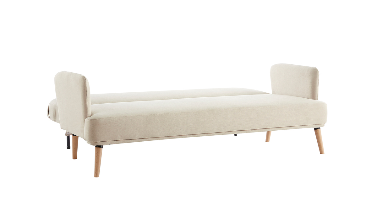 Dreisitzer-Schlafsofa skandinavisch beige und helles Holz JAGGER