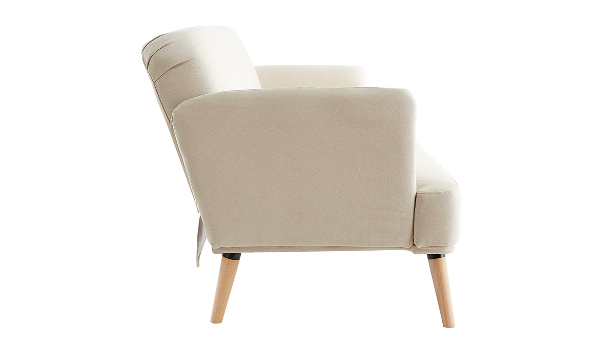 Dreisitzer-Schlafsofa skandinavisch beige und helles Holz JAGGER