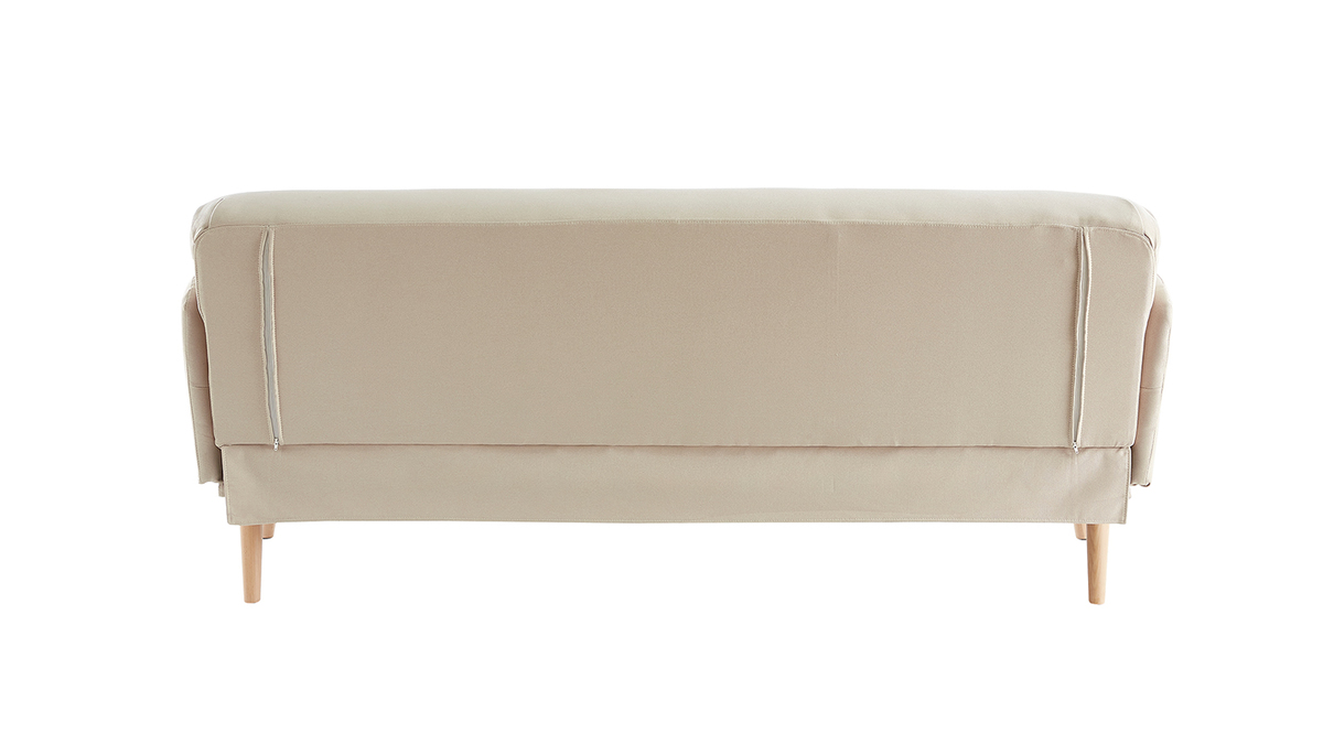 Dreisitzer-Schlafsofa skandinavisch beige und helles Holz JAGGER