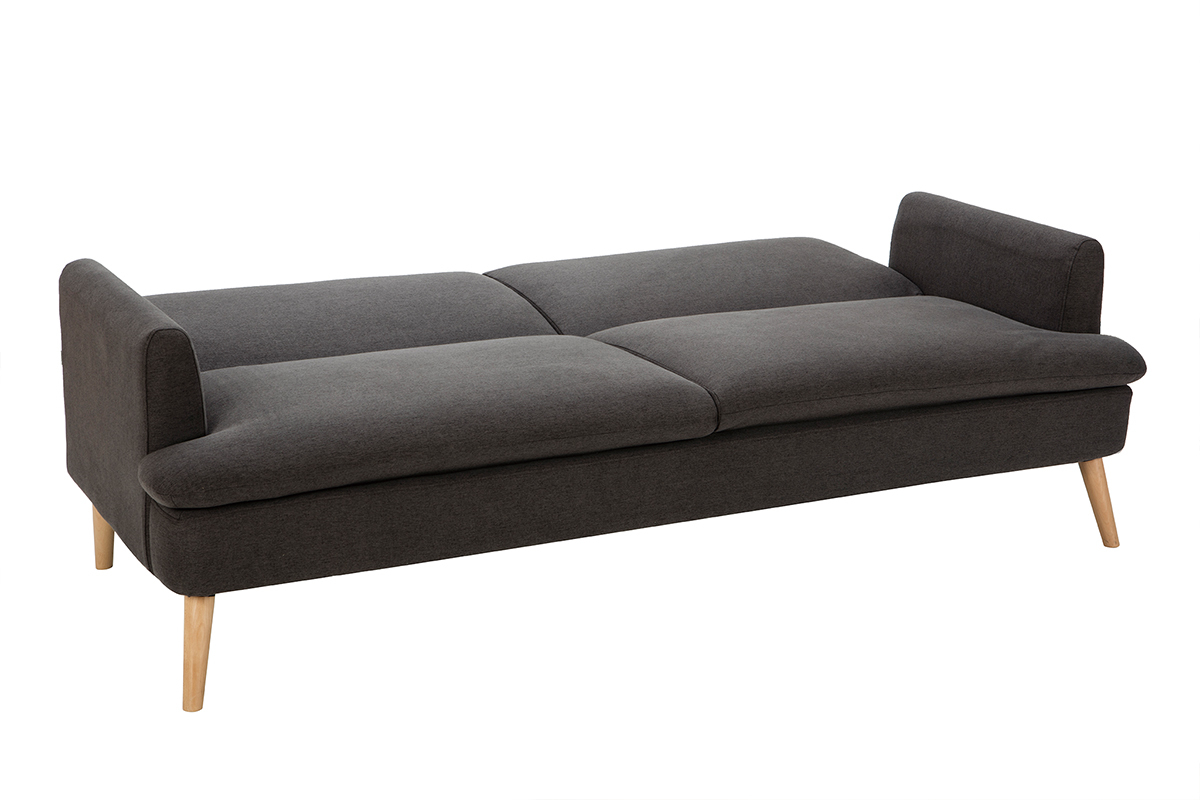Dreisitzer-Schlafsofa skandinavisch dunkelgrau STEWART