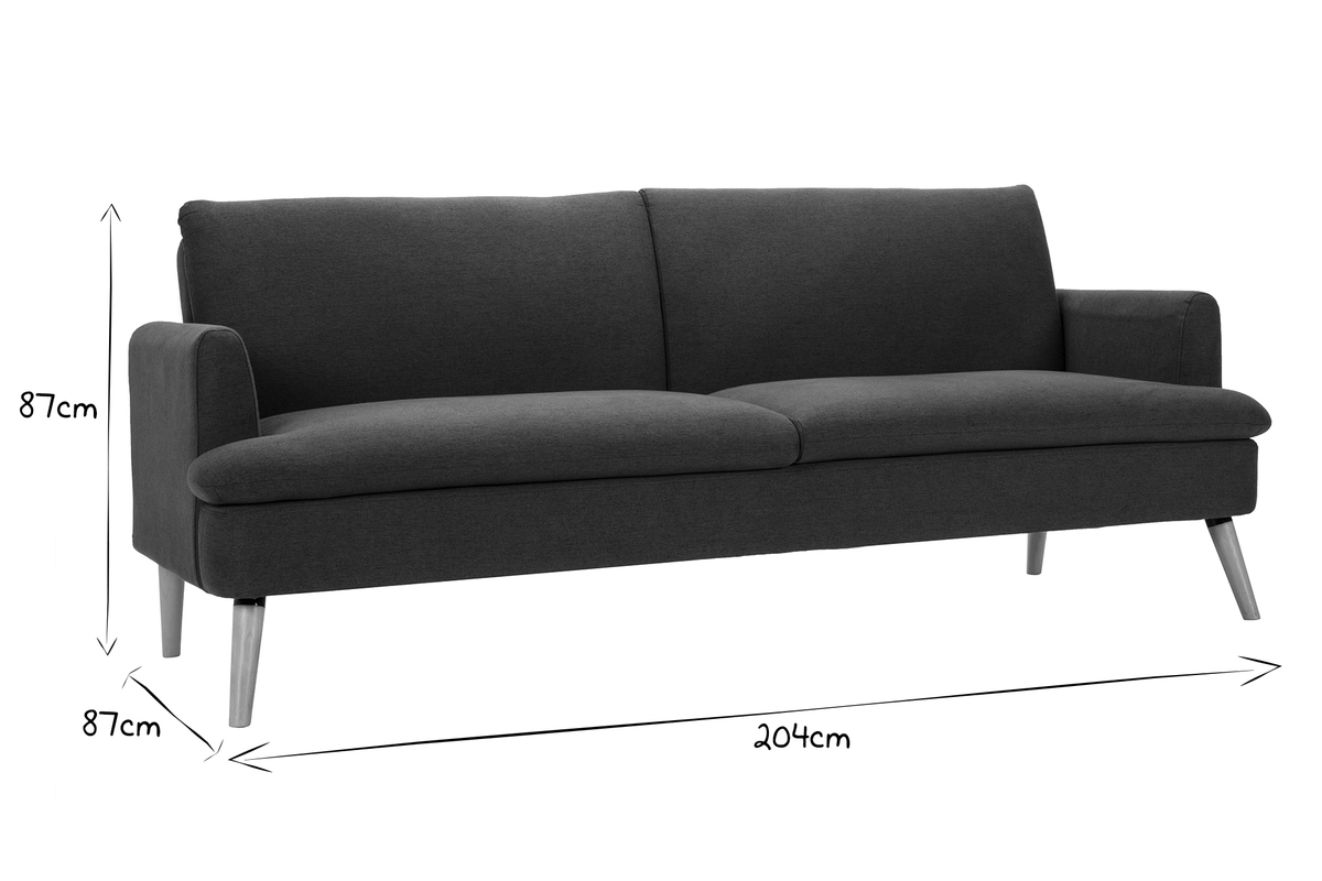 Dreisitzer-Schlafsofa skandinavisch dunkelgrau STEWART