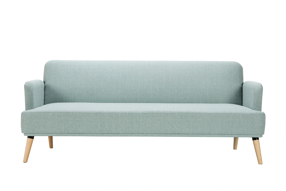 Dreisitzer-Schlafsofa skandinavisch lagunengrn und helles Holz JAGGER