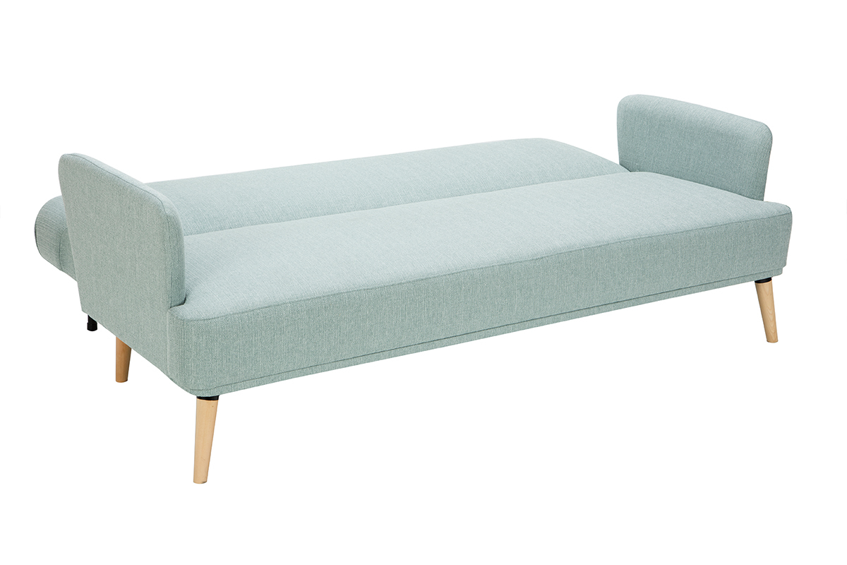 Dreisitzer-Schlafsofa skandinavisch lagunengrn und helles Holz JAGGER