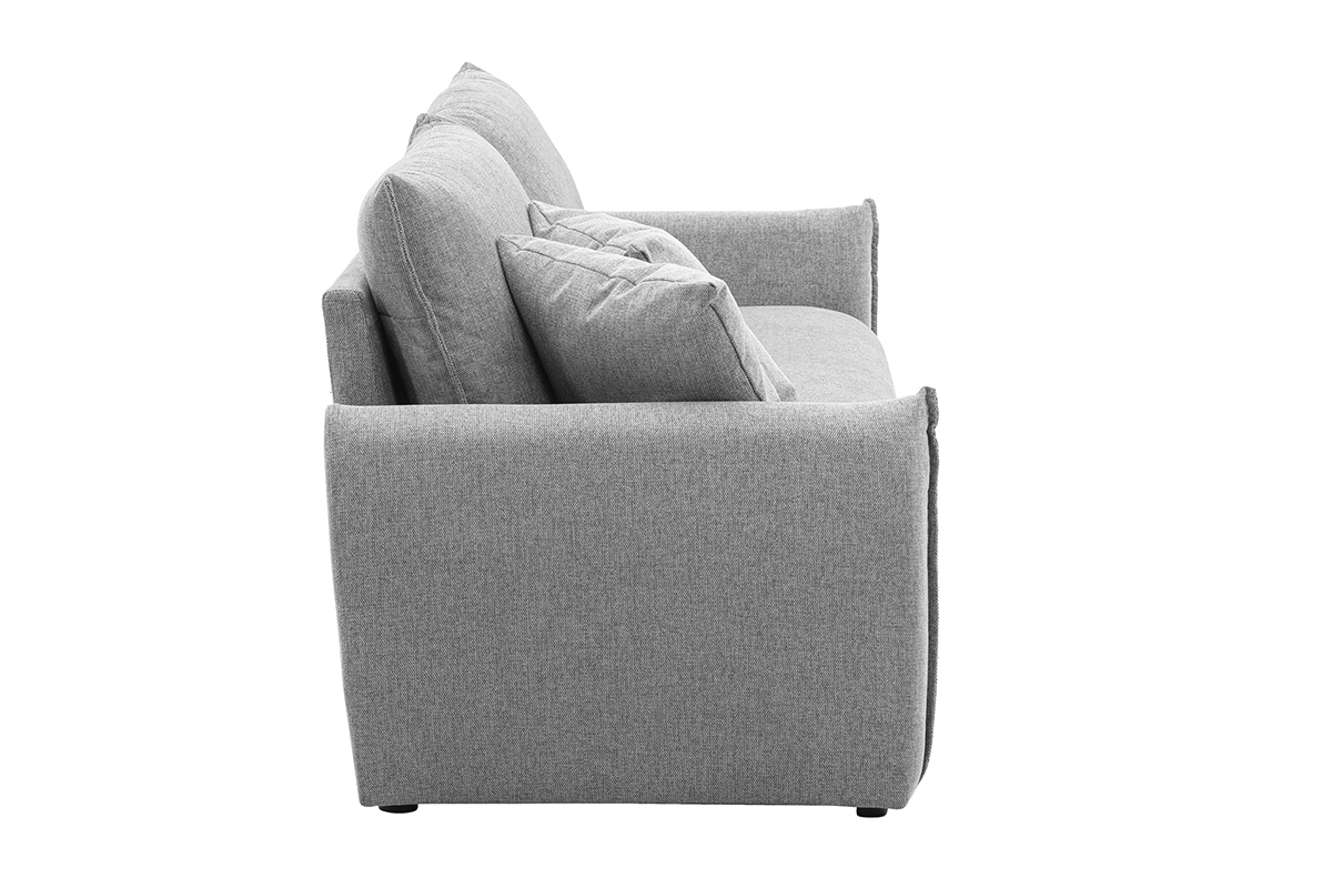 Dreisitzer-Sofa aus grauem Samt-Effekt Textilgewebe PIO
