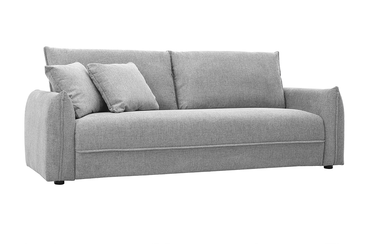 Dreisitzer-Sofa aus grauem Samt-Effekt Textilgewebe PIO