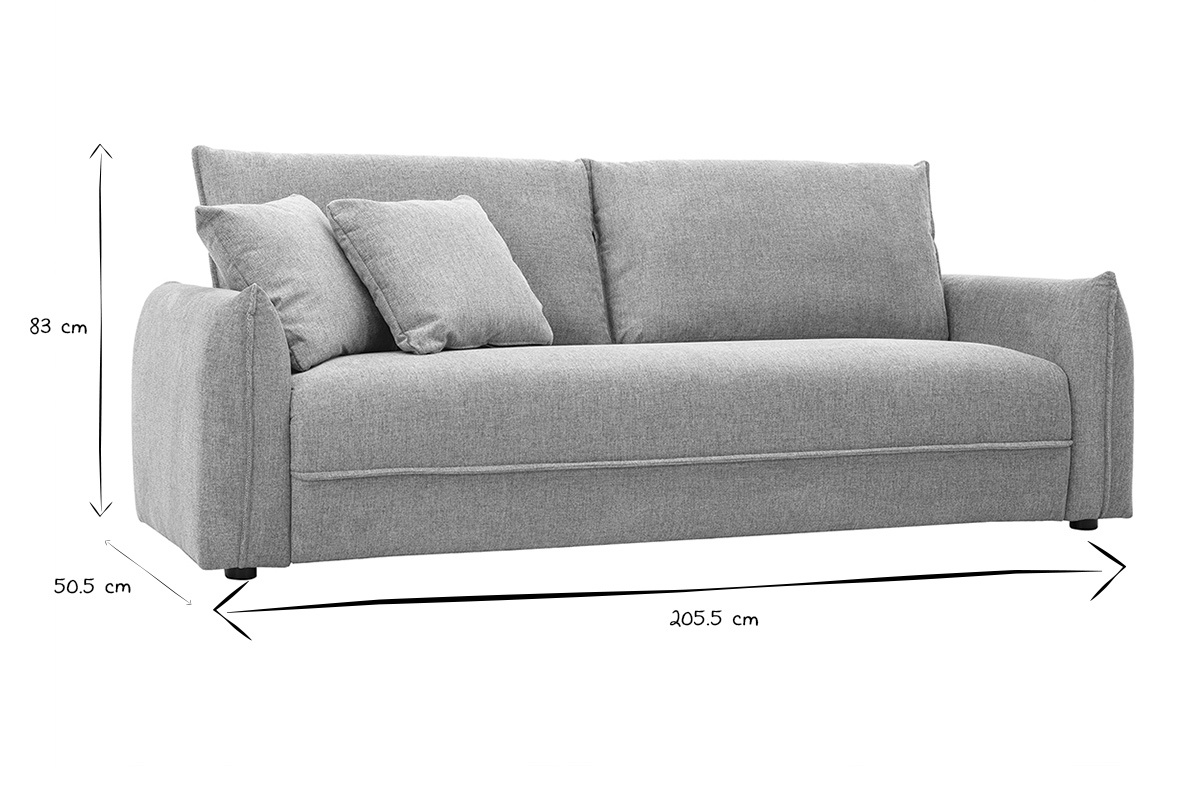 Dreisitzer-Sofa aus grauem Samt-Effekt Textilgewebe PIO