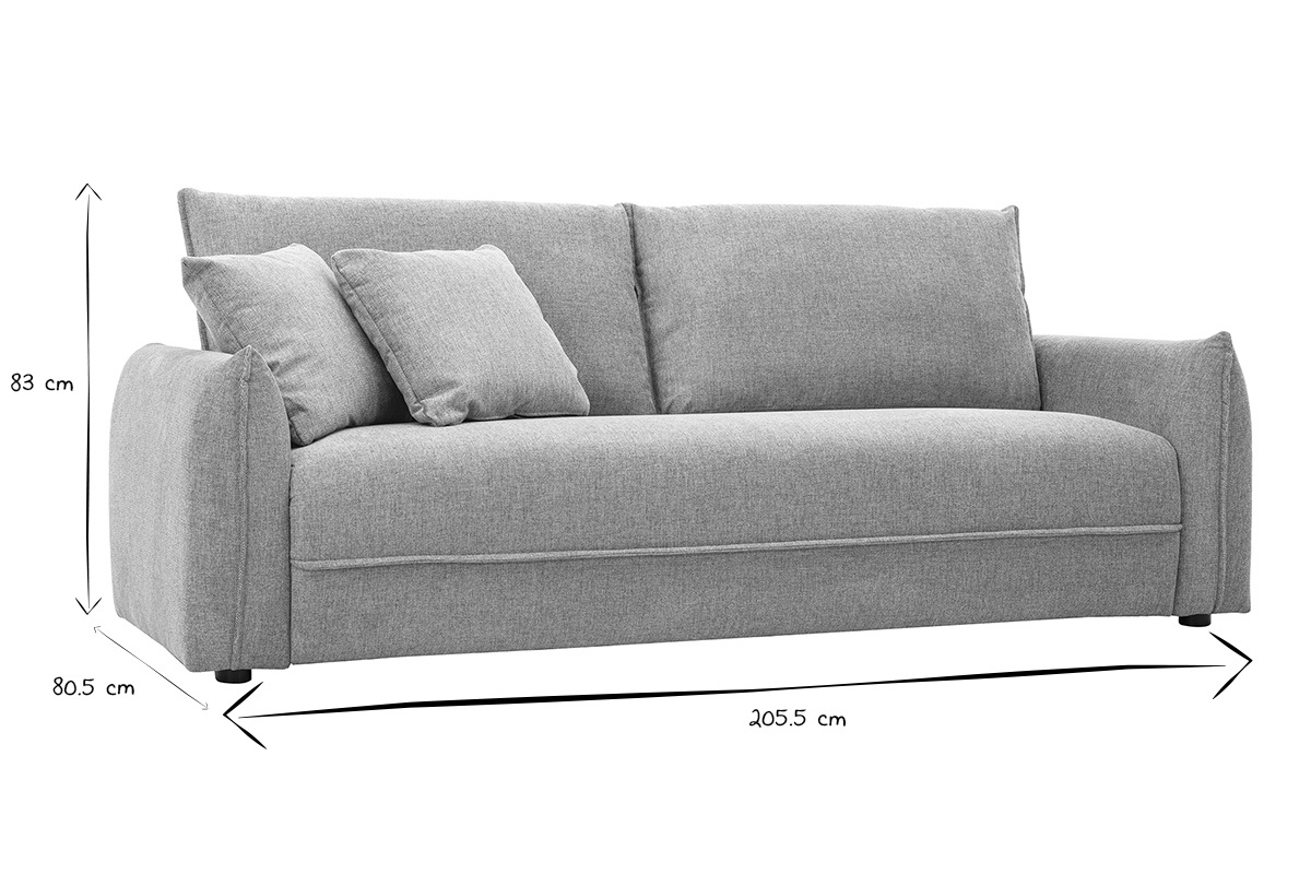 Dreisitzer-Sofa aus grauem Samt-Effekt Textilgewebe PIO