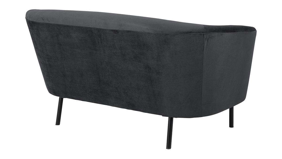 Dreisitzer-Sofa aus grauem Samt mit schwarzen Fen WARM